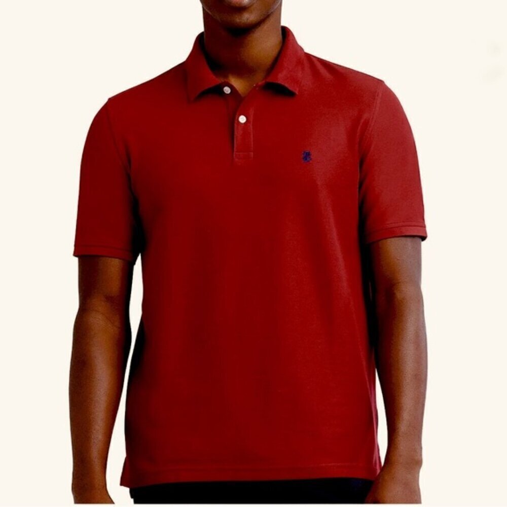 Izod Polo Golf Shirt Logo Short Sleeve Collar 2 Button Red Burgundy XL - Picture 16 of 16